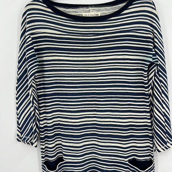 Rag & Bone Knit Womens Scoop Neck Striped Shirt Dress with pockets Medium - Picture 2 of 9